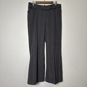 Lane Bryant Plaid Straight Leg Pants Size 14 Stretch Gray Academia Office Career